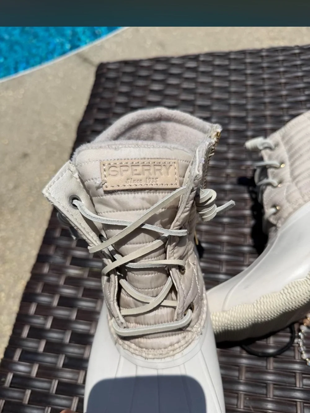 Sperry Off-White Quilted Duck Boots